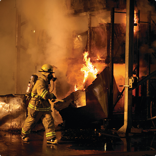 firefighters putting out a fire