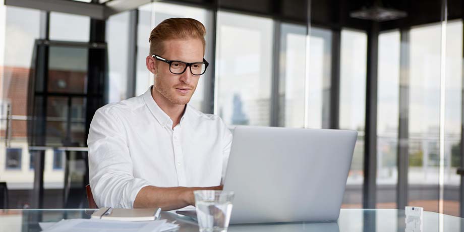 man working on the computer