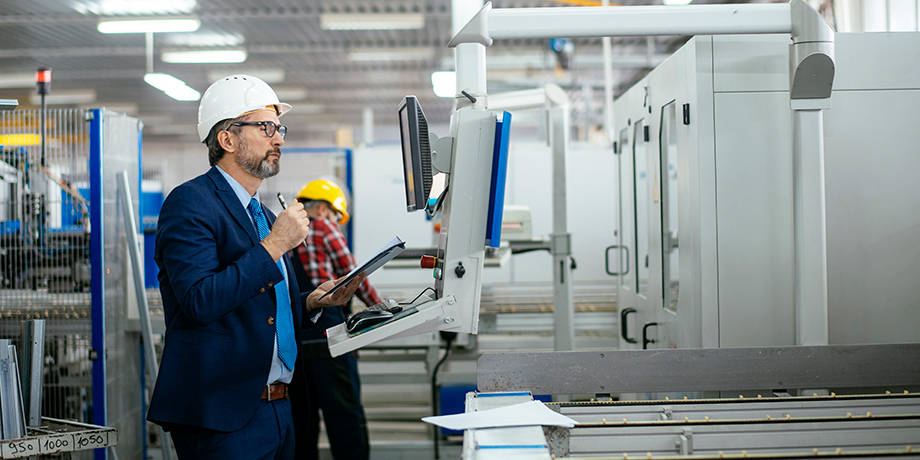 construction worker evaluating job site