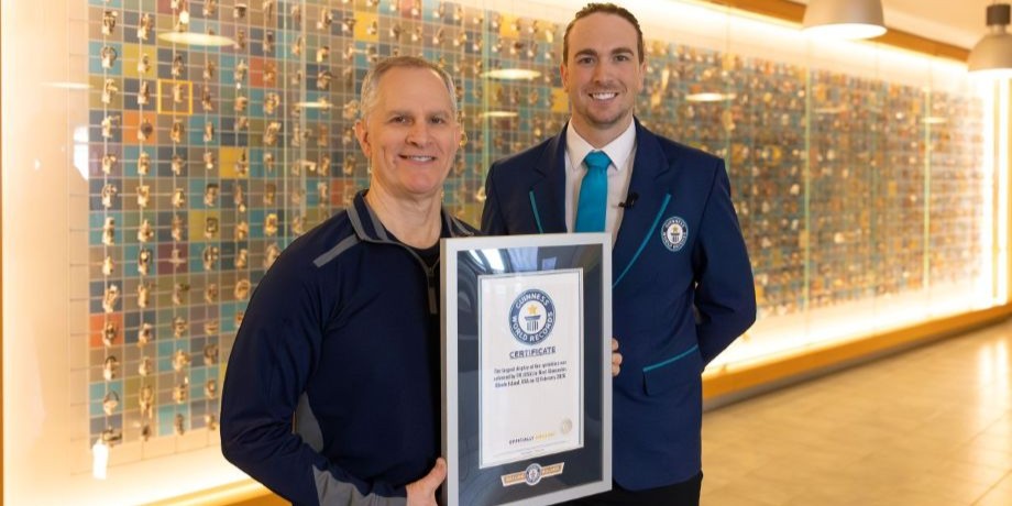 people holding an award
