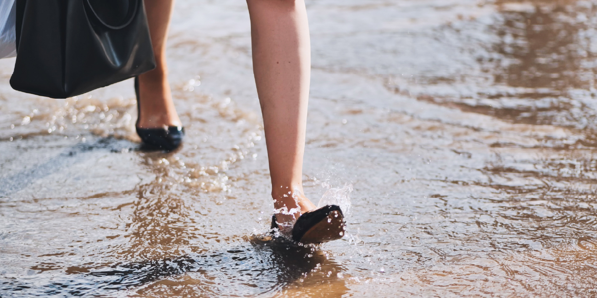 Walking through a puddle
