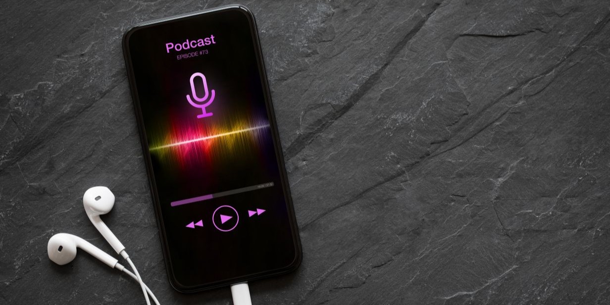 A stock image of a podcast. 