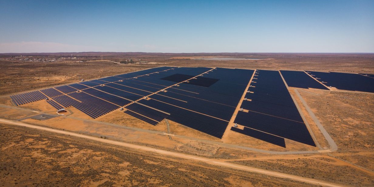 Solar panels in the desert. 