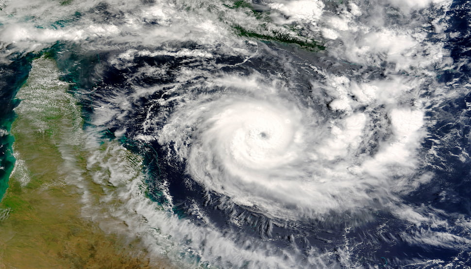 Terra satellite image of tropical cyclone Ingrid in Coral Sea