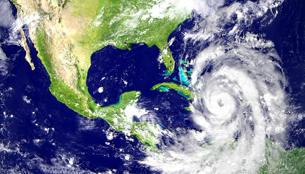 satellite view of hurricane near southeastern U.S.