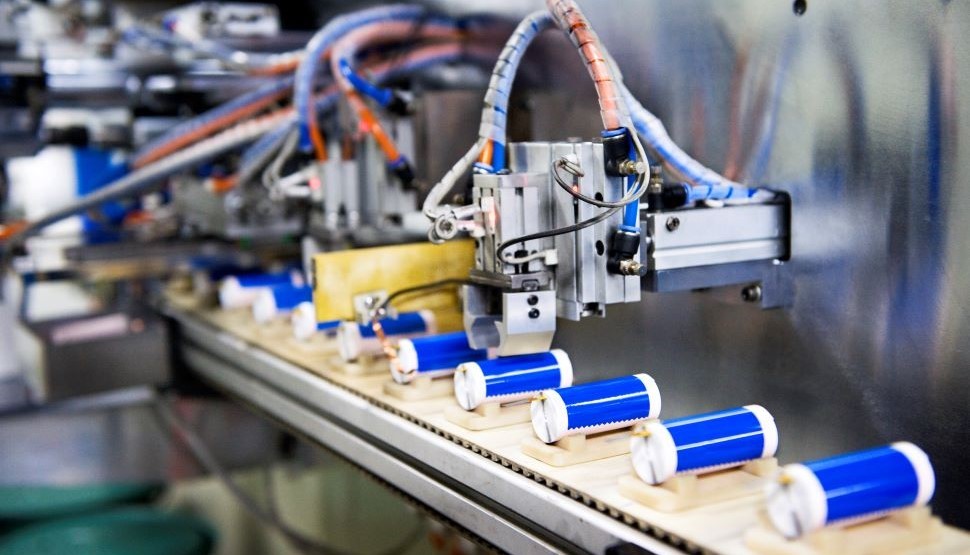 lithium-ion battery production line with automated robotic machinery